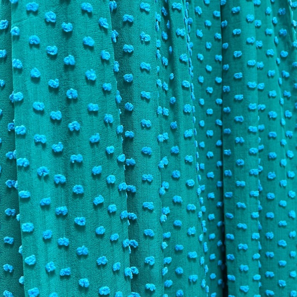 Teal Anthropologie dress, size 2, features silk and cotton overlay with liner. - Picture 3 of 3